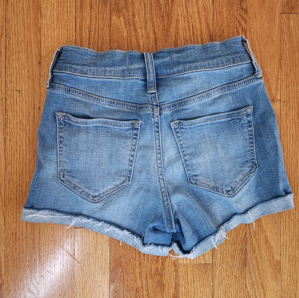 Hollister Blue Jean Shorts High-Waisted Cuffed, Size 26 - Picture 2 of 5